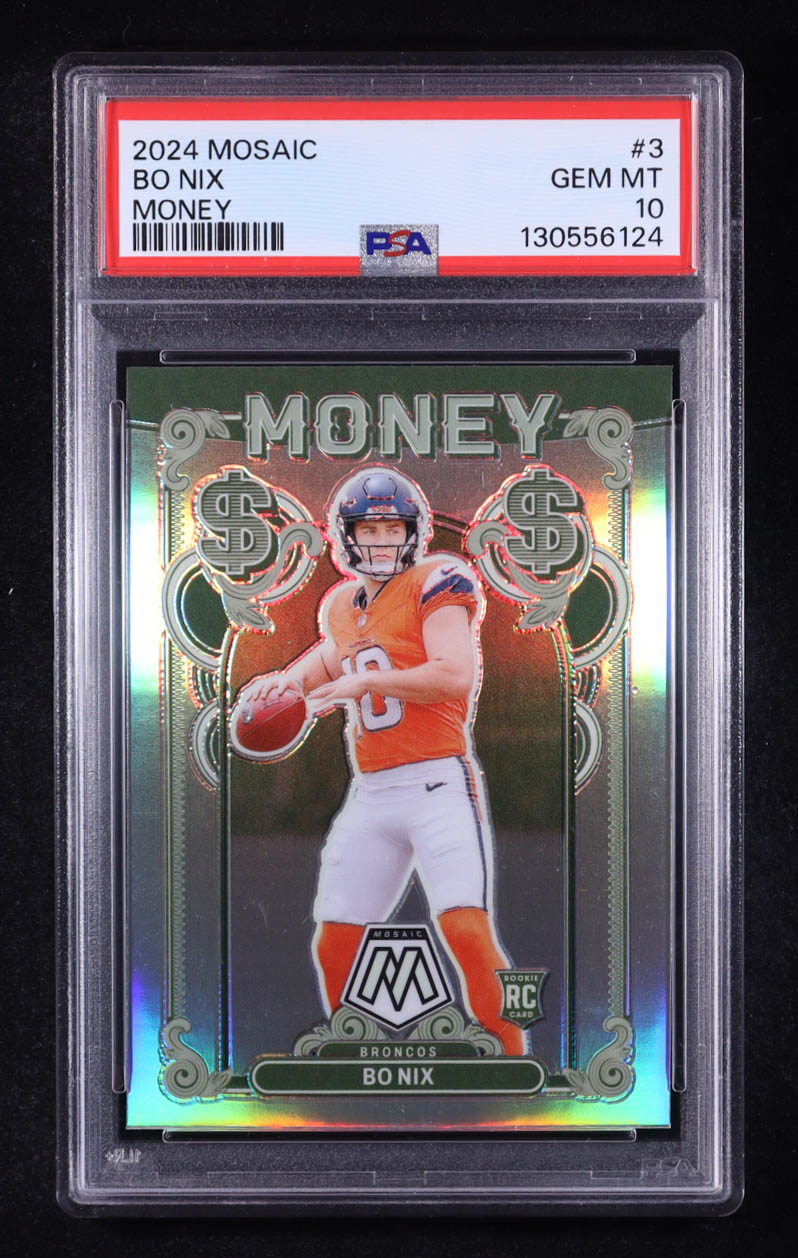 Bo Nix 2024 Panini Mosaic Money #3 RC (PSA 10) at PristineAuction.com Bo Nix 2024 Panini Mosaic Money #3 RC (PSA 10) at PristineAuction.com