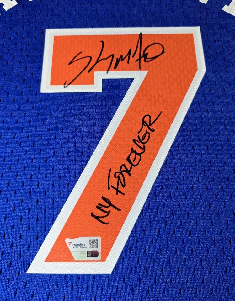 Carmelo Anthony Signed Knicks Custom Framed Mitchell & Ness Jersey Inscribed "NY Forever" with LED Display (Fanatics) at PristineAuction.com Carmelo Anthony Signed Knicks Custom Framed Mitchell & Ness Jersey Inscribed "NY Forever" with LED Display (Fanatics) at PristineAuction.com