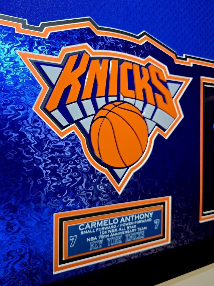 Carmelo Anthony Signed Knicks Custom Framed Mitchell & Ness Jersey Inscribed "NY Forever" with LED Display (Fanatics) at PristineAuction.com Carmelo Anthony Signed Knicks Custom Framed Mitchell & Ness Jersey Inscribed "NY Forever" with LED Display (Fanatics) at PristineAuction.com