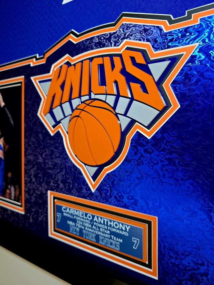 Carmelo Anthony Signed Knicks Custom Framed Mitchell & Ness Jersey Inscribed "NY Forever" with LED Display (Fanatics) at PristineAuction.com Carmelo Anthony Signed Knicks Custom Framed Mitchell & Ness Jersey Inscribed "NY Forever" with LED Display (Fanatics) at PristineAuction.com