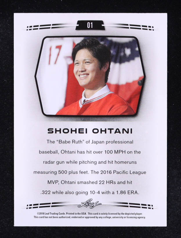 Shohei Ohtani 2018 Leaf Ohtani Retail #01 RC at PristineAuction.com Shohei Ohtani 2018 Leaf Ohtani Retail #01 RC at PristineAuction.com