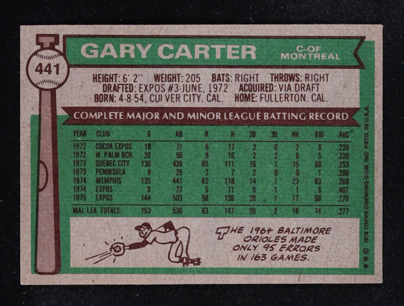 Gary Carter 1976 Topps #441 at PristineAuction.com Gary Carter 1976 Topps #441 at PristineAuction.com