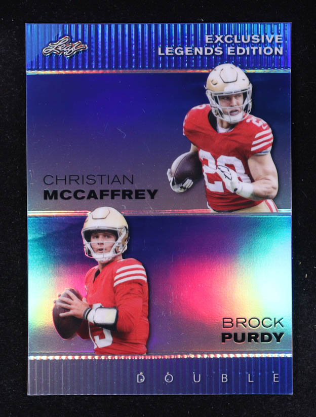 Christian McCaffrey / Brock Purdy 2023 Leaf Special Release Exclusive Legends Edition Blue #ELE38 #10/20 at PristineAuction.com Christian McCaffrey / Brock Purdy 2023 Leaf Special Release Exclusive Legends Edition Blue #ELE38 #10/20 at PristineAuction.com