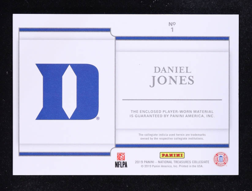 Daniel Jones 2019 Panini National Treasures Collegiate Rookie Silhouettes #1 #63/99 RC at PristineAuction.com Daniel Jones 2019 Panini National Treasures Collegiate Rookie Silhouettes #1 #63/99 RC at PristineAuction.com