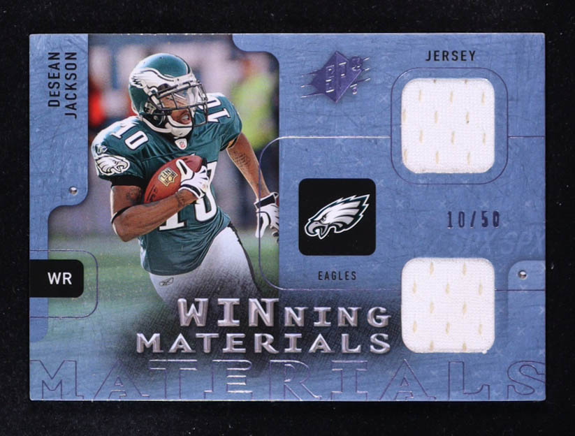 DeSean Jackson 2009 SPx Winning Materials Blue Dual Swatch #WDJ #10/50 at PristineAuction.com DeSean Jackson 2009 SPx Winning Materials Blue Dual Swatch #WDJ #10/50 at PristineAuction.com