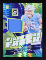 Ladd McConkey 2024 Donruss Optic First Year Fresh Jerseys Blue Hyper #24 RC at PristineAuction.com