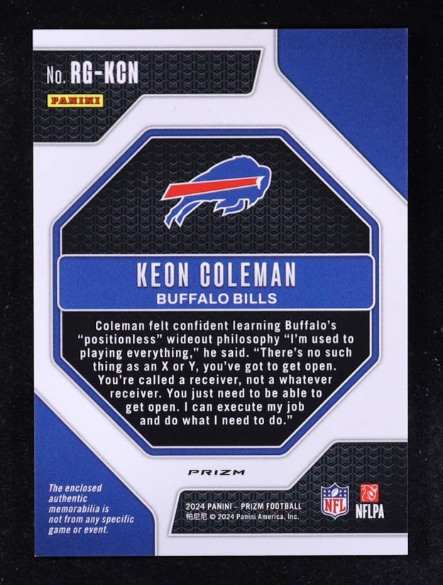 Keon Coleman 2024 Panini Prizm Rookie Gear Pink #15 RC at PristineAuction.com Keon Coleman 2024 Panini Prizm Rookie Gear Pink #15 RC at PristineAuction.com