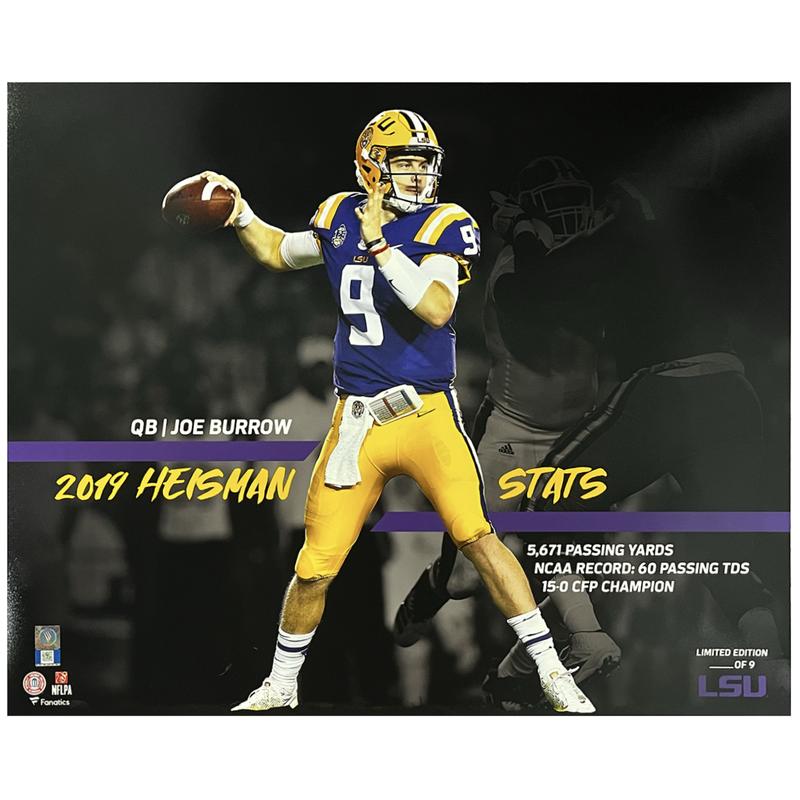 Joe Burrow LSU Tigers "Career Stat" 16x20 Photo at PristineAuction.com Joe Burrow LSU Tigers "Career Stat" 16x20 Photo at PristineAuction.com