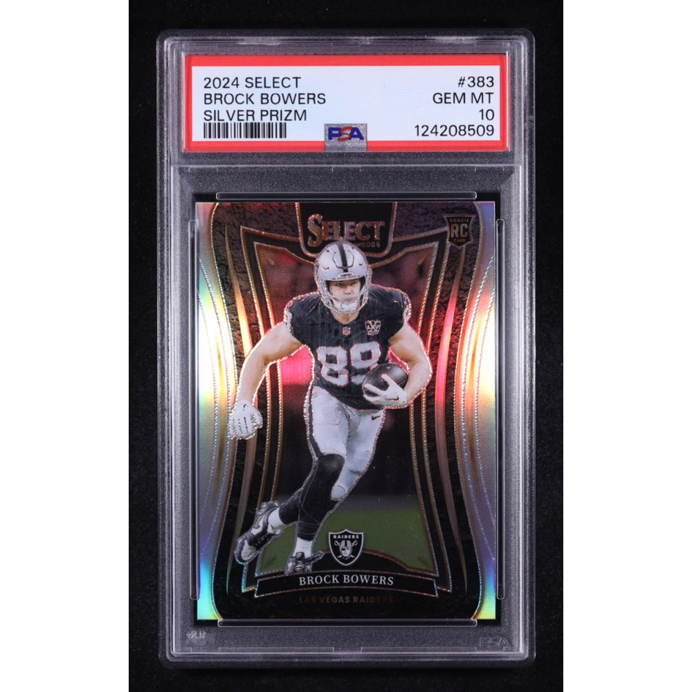 Brock Bowers 2024 Select Silver Prizm #383 RC (PSA 10) at PristineAuction.com