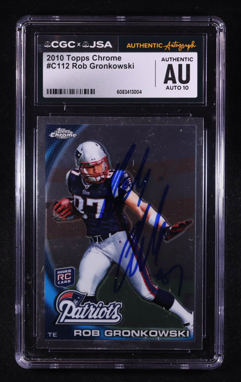 Rob Gronkowski Signed 2010 Topps Chrome #C112 RC (CGC | Auto Grade 10) at PristineAuction.com Rob Gronkowski Signed 2010 Topps Chrome #C112 RC (CGC | Auto Grade 10) at PristineAuction.com
