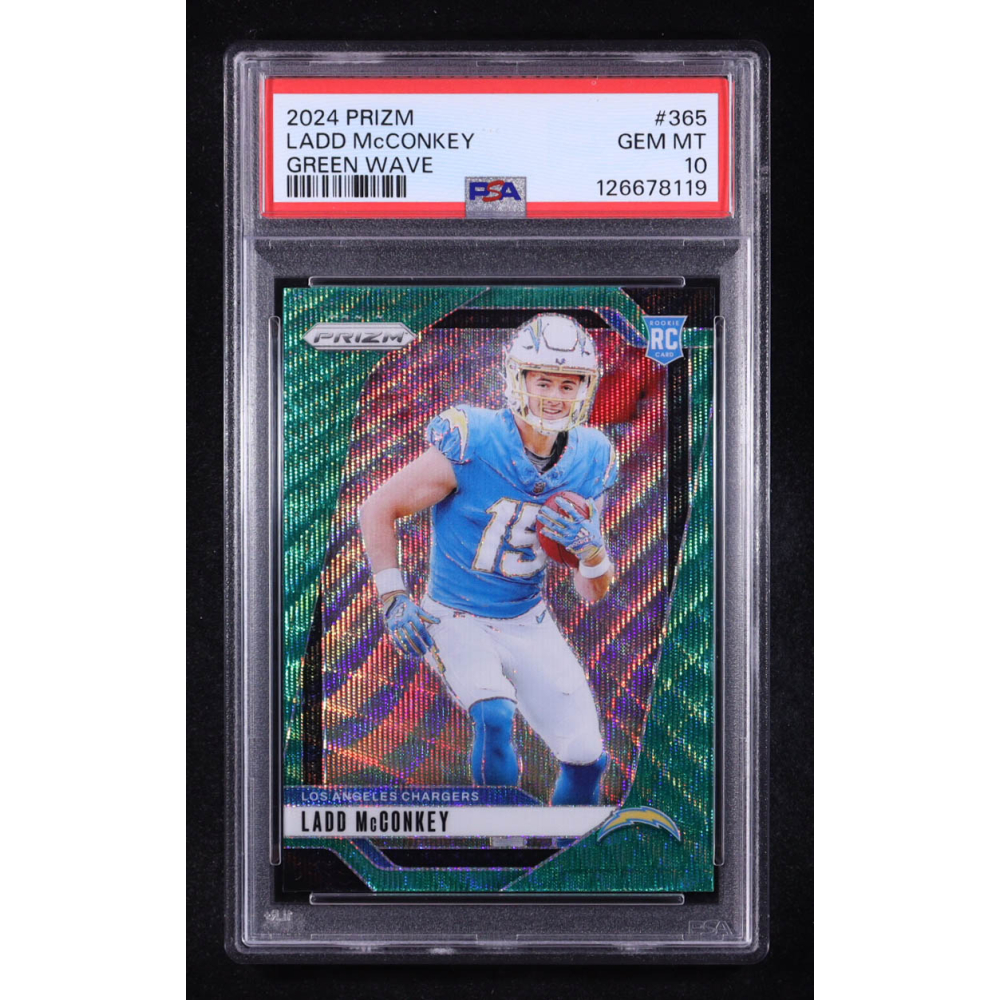 Ladd McConkey 2024 Panini Prizm Prizms Green Wave #365 RC (PSA 10) at PristineAuction.com