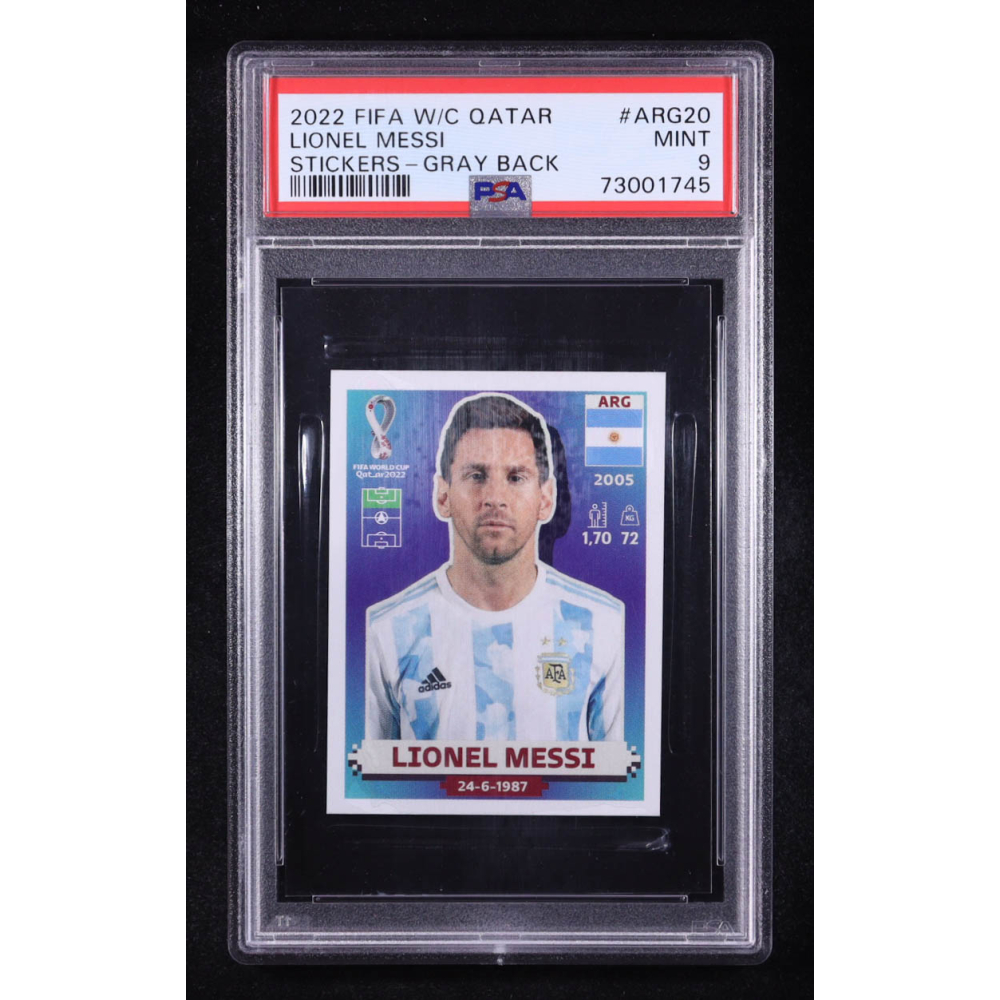 Lionel Messi 2022 Panini World Cup Stickers United States Gray #ARG20 (PSA 9) at PristineAuction.com