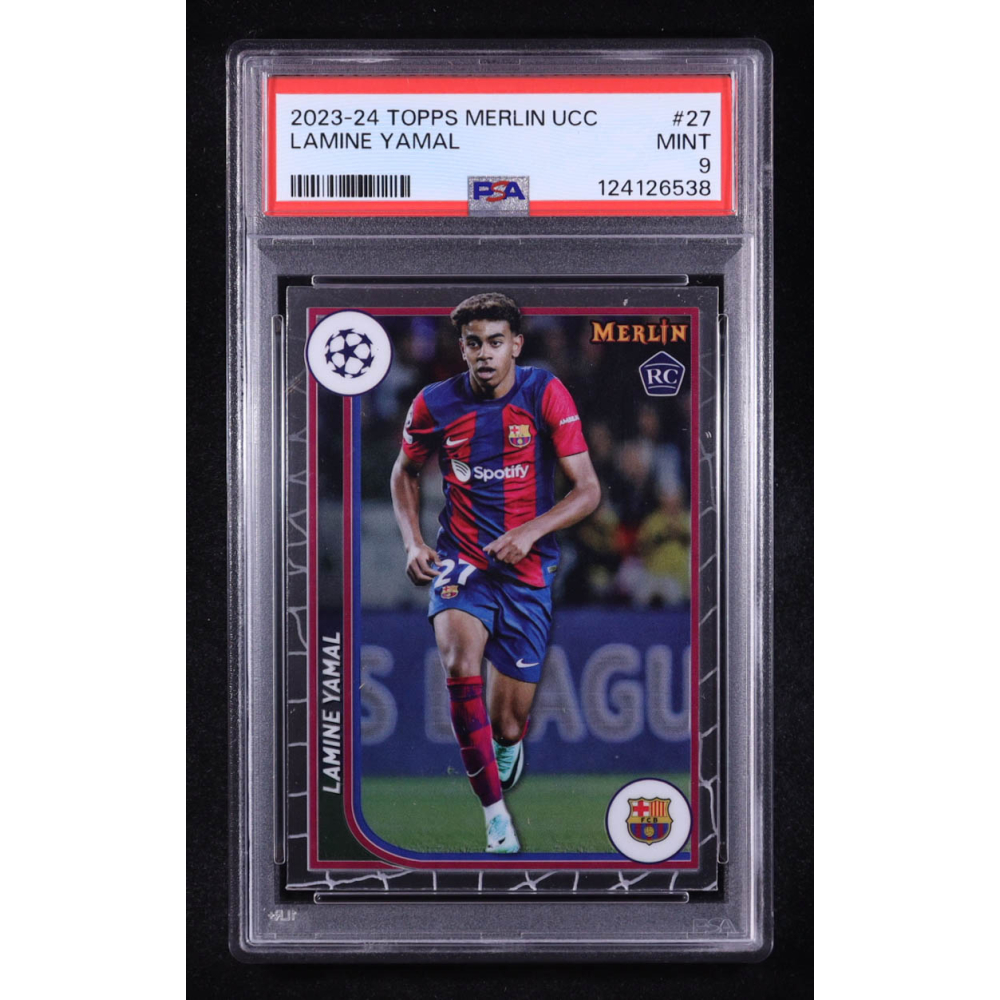 Lamine Yamal 2023-24 Topps Merlin UEFA Club Competitions #27 RC (PSA 9) at PristineAuction.com