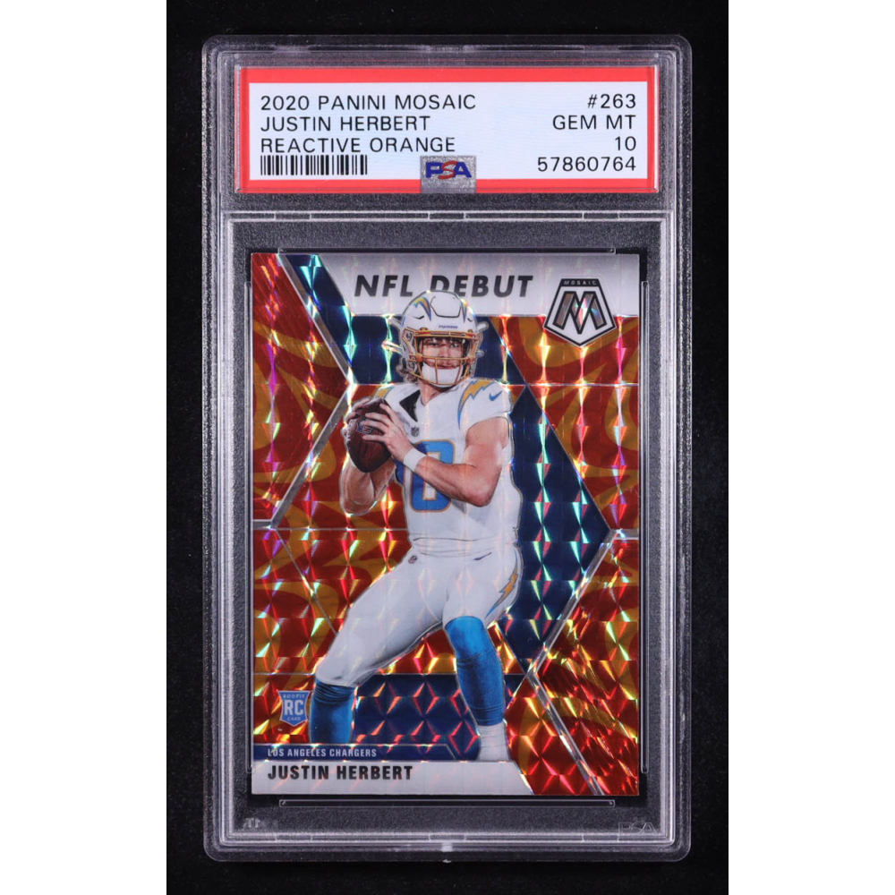 Justin Herbert 2020 Panini Mosaic Mosaic Reactive Orange #263 DEB RC (PSA 10) at PristineAuction.com