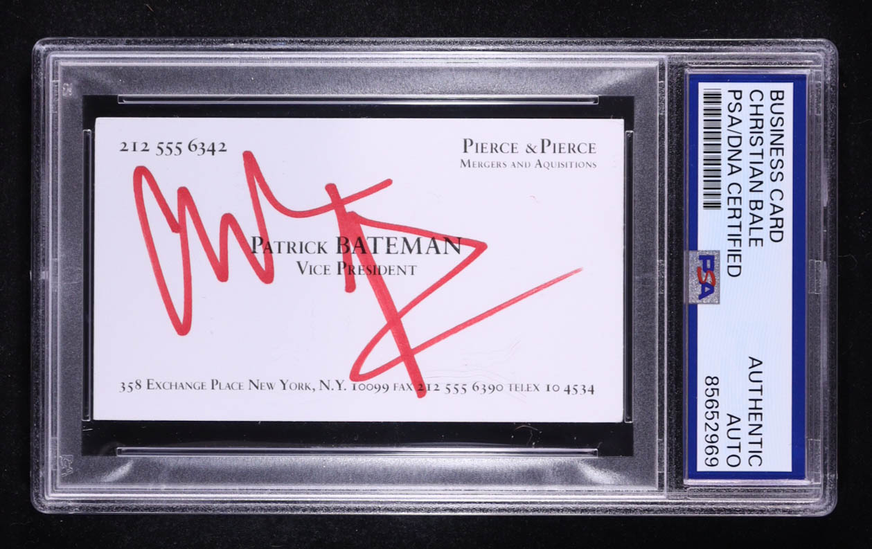 Christian Bale Signed "American Psycho" Business Card (PSA) at PristineAuction.com Christian Bale Signed "American Psycho" Business Card (PSA) at PristineAuction.com