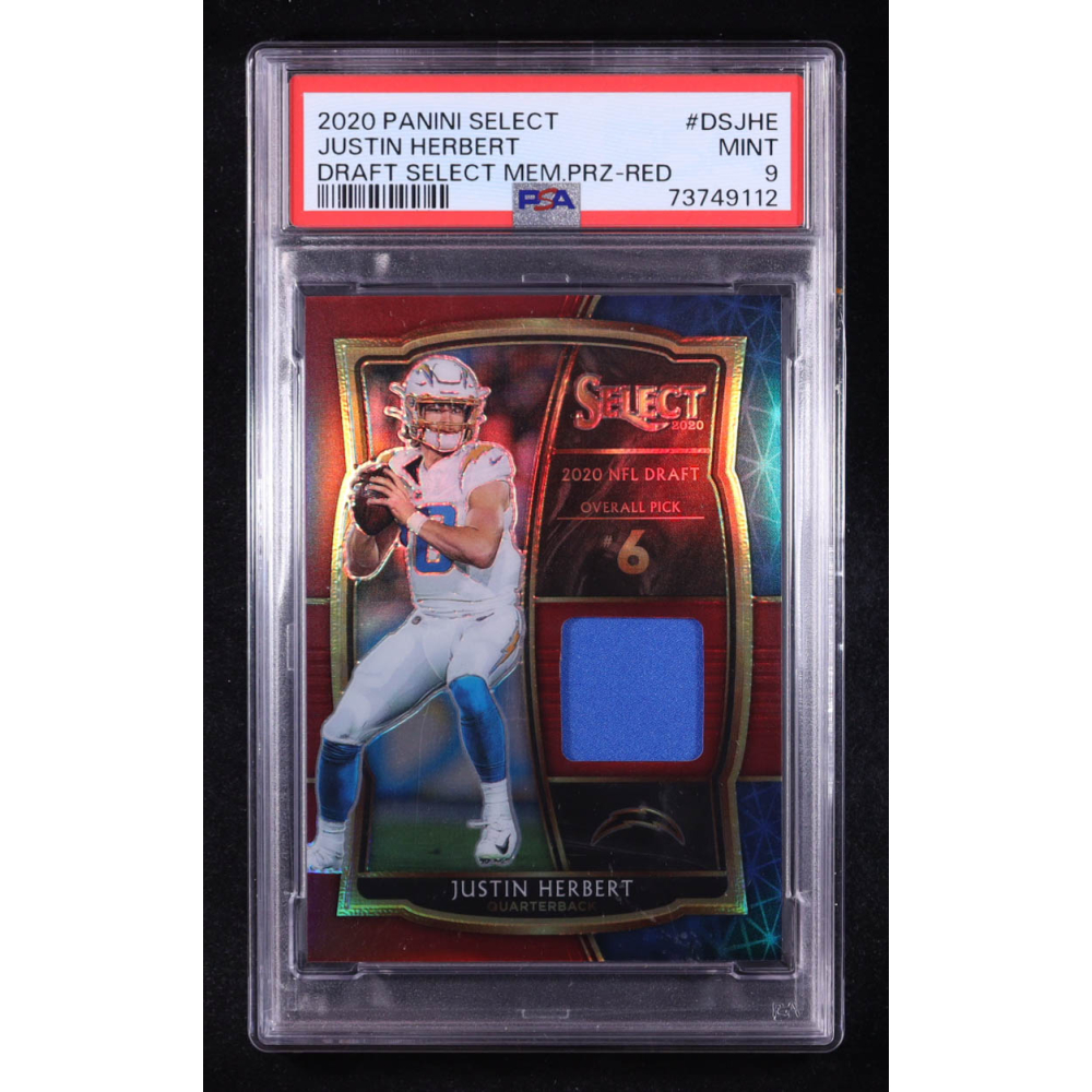 Justin Herbert 2020 Select Draft Selections Memorabilia Prizm Red #4 RC (PSA 9) at PristineAuction.com