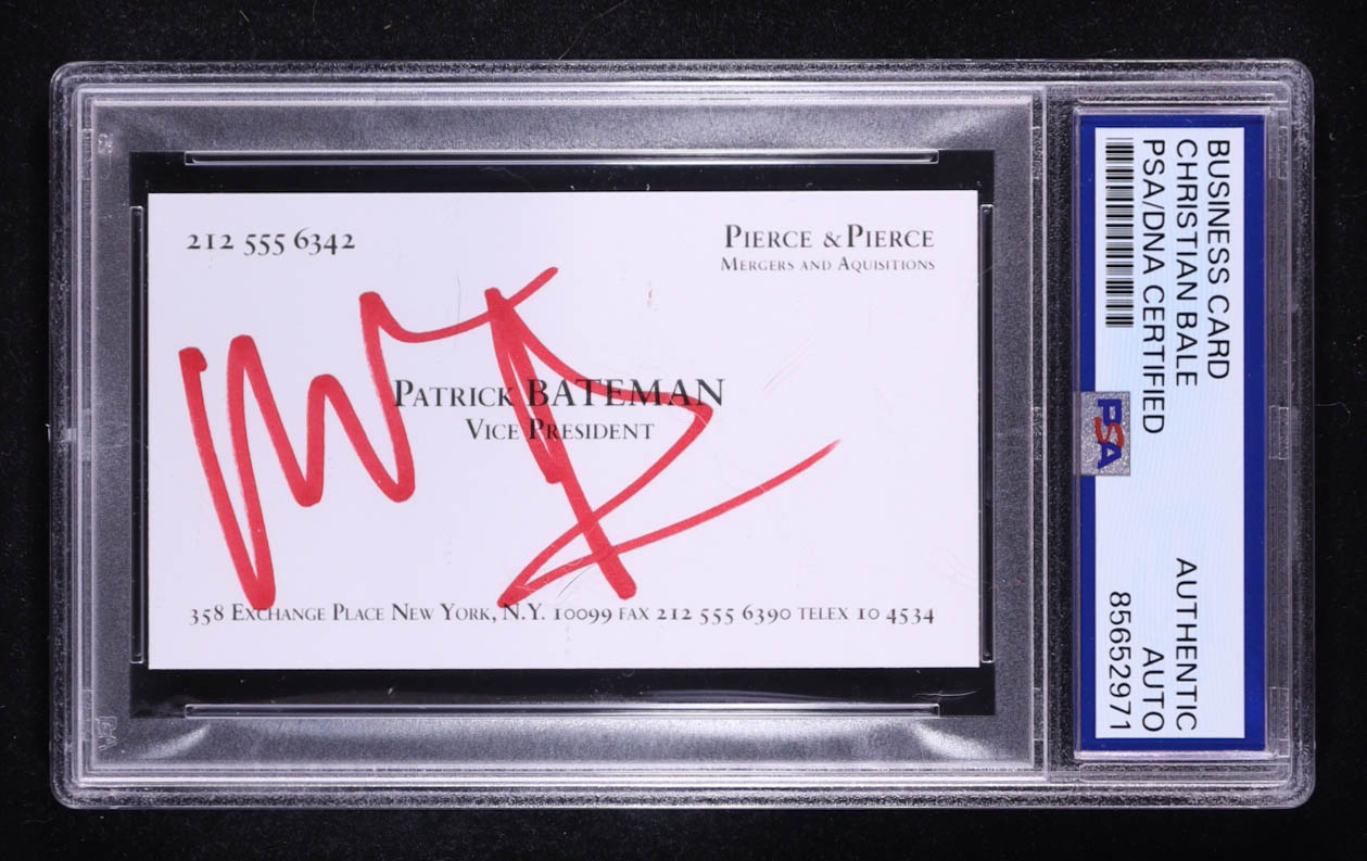 Christian Bale Signed "American Psycho" Business Card (PSA) at PristineAuction.com Christian Bale Signed "American Psycho" Business Card (PSA) at PristineAuction.com