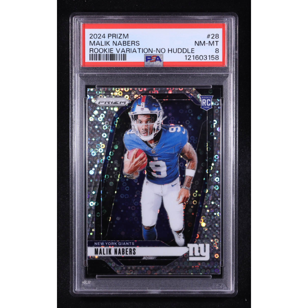 Malik Nabers 2024 Panini Prizm Rookie Variation No Huddle #28 RC (PSA 8) at PristineAuction.com
