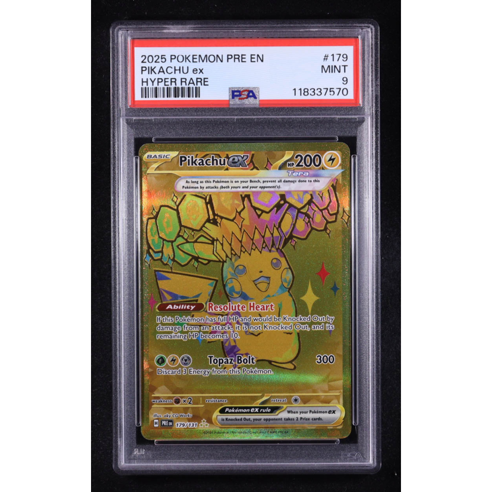 Pikachu ex 2025 Pokemon Scarlet and Violet Prismatic Evolutions #179 (PSA 9) at PristineAuction.com