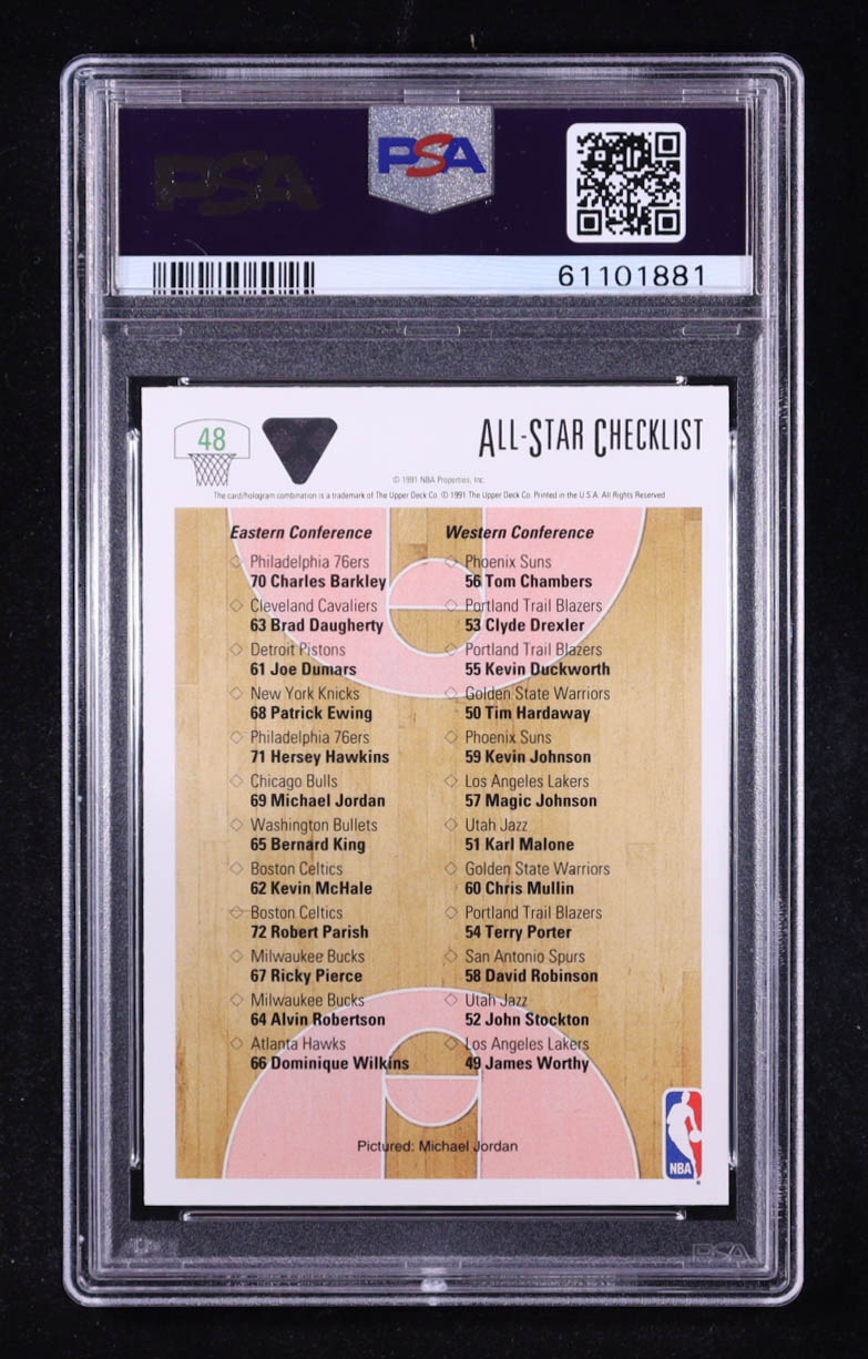 Michael Jordan 1991 Upper Deck #48 All-Star Checklist (PSA 9) at PristineAuction.com Michael Jordan 1991 Upper Deck #48 All-Star Checklist (PSA 9) at PristineAuction.com