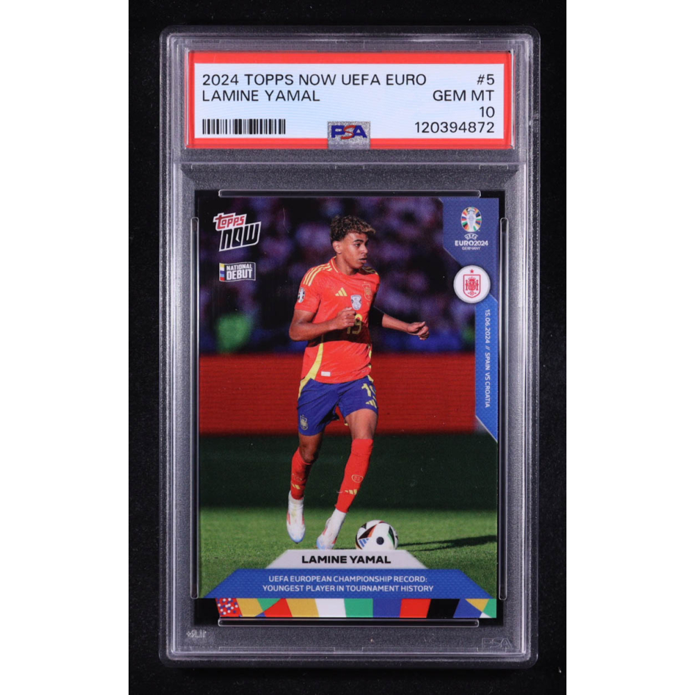 Lamine Yamal 2024 Topps Now UEFA Euro #5 RC (PSA 10) at PristineAuction.com