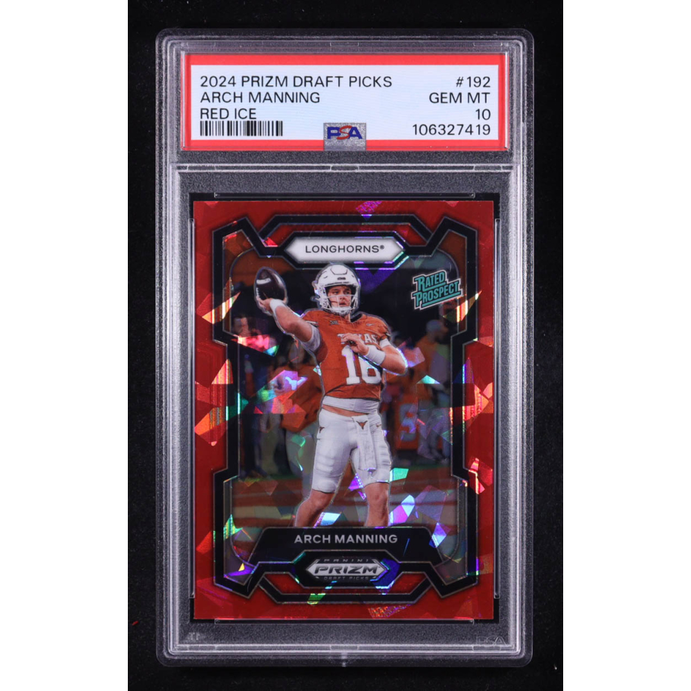 Arch Manning 2024 Panini Prizm Draft Picks Red Ice #192 RC (PSA 10) at PristineAuction.com