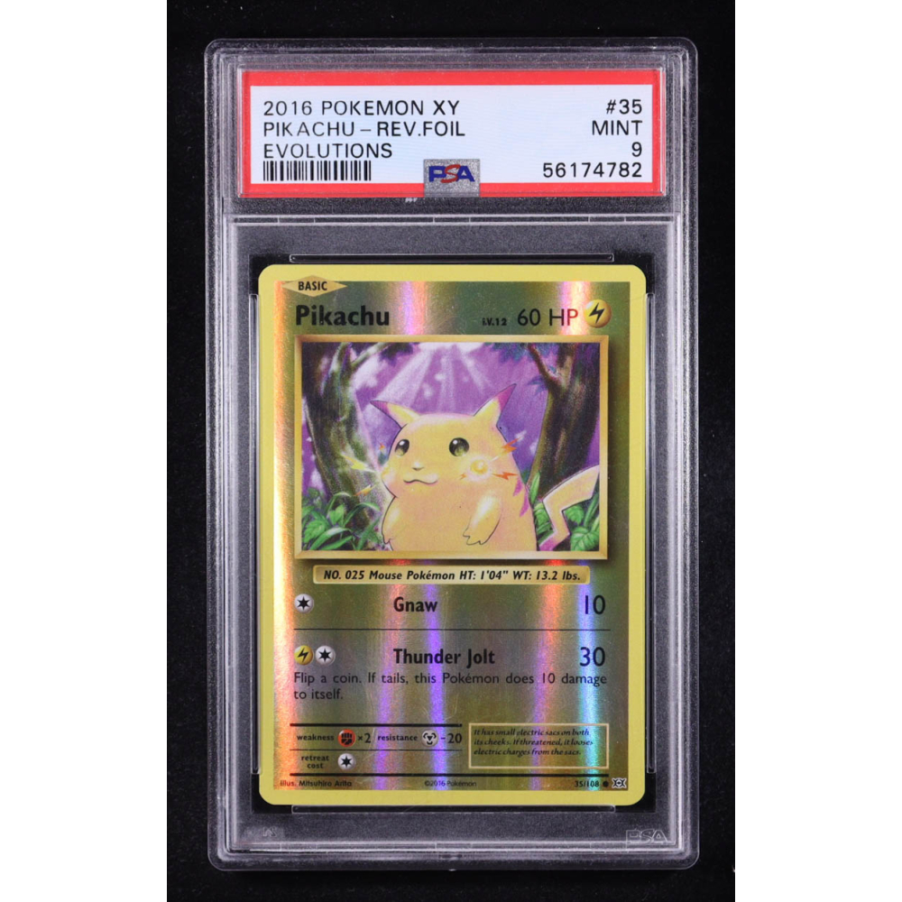 Pikachu 2016 Pokemon XY Evolutions Reverse Foil #35 (PSA 9) at PristineAuction.com