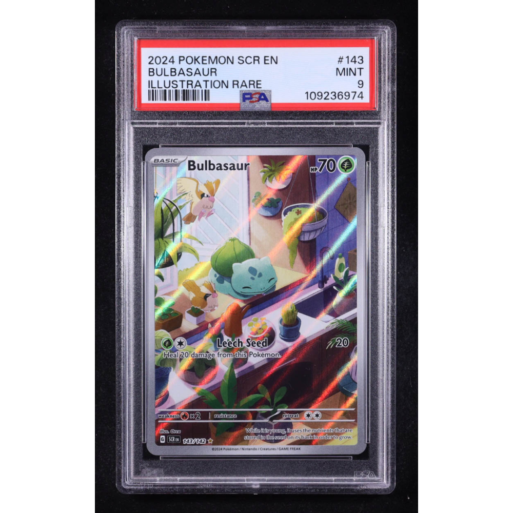 Bulbasaur 2024 Pokemon Scarlet and Violet Stellar Crown #143 IR (PSA 9) at PristineAuction.com