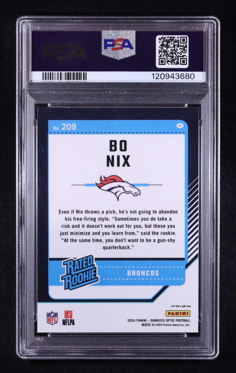 Bo Nix 2024 Donruss Optic RR Stars #209 RC (PSA 10) at PristineAuction.com Bo Nix 2024 Donruss Optic RR Stars #209 RC (PSA 10) at PristineAuction.com
