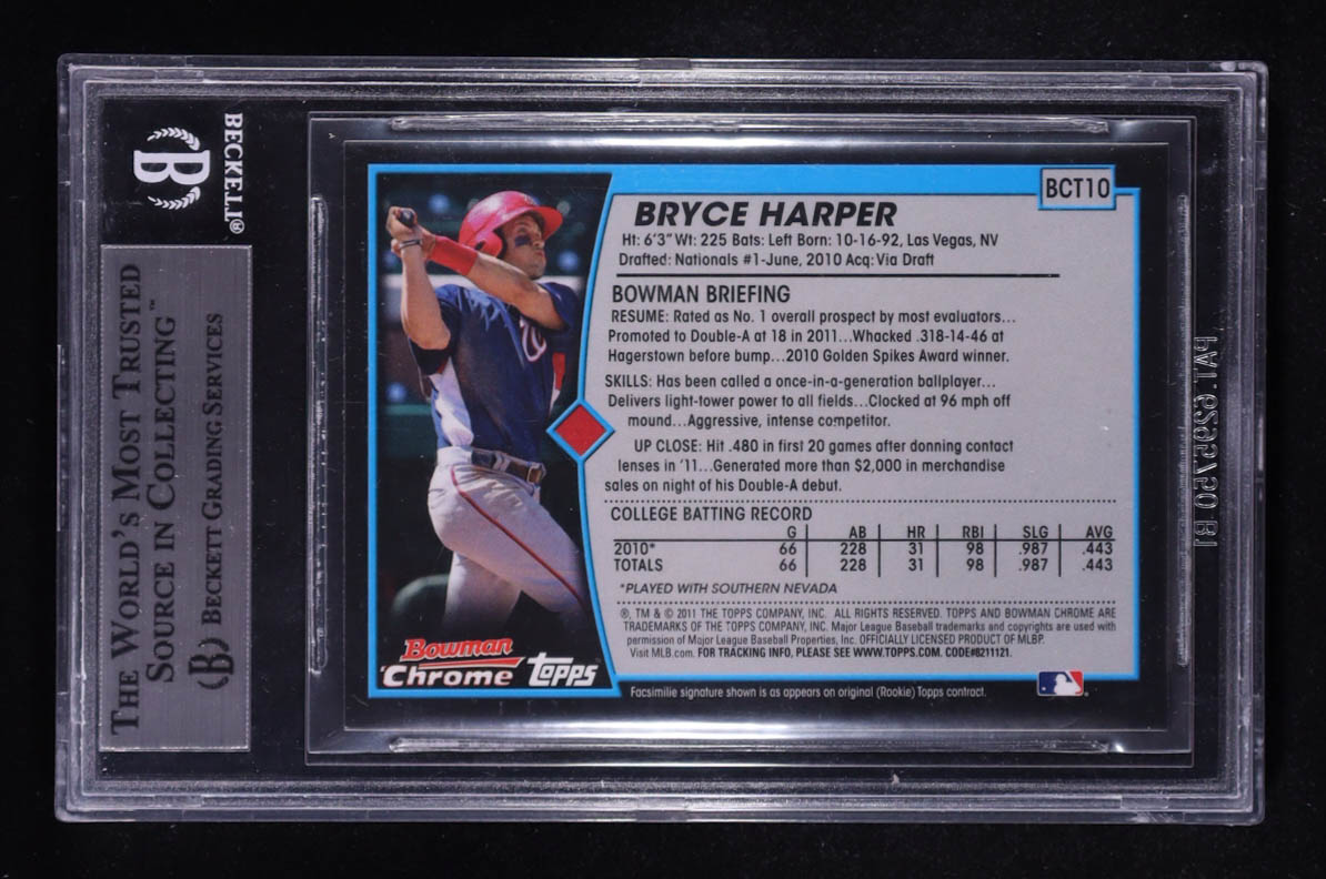 Bryce Harper 2011 Bowman Chrome Throwbacks #BCT10 RC (BGS 9) at PristineAuction.com Bryce Harper 2011 Bowman Chrome Throwbacks #BCT10 RC (BGS 9) at PristineAuction.com
