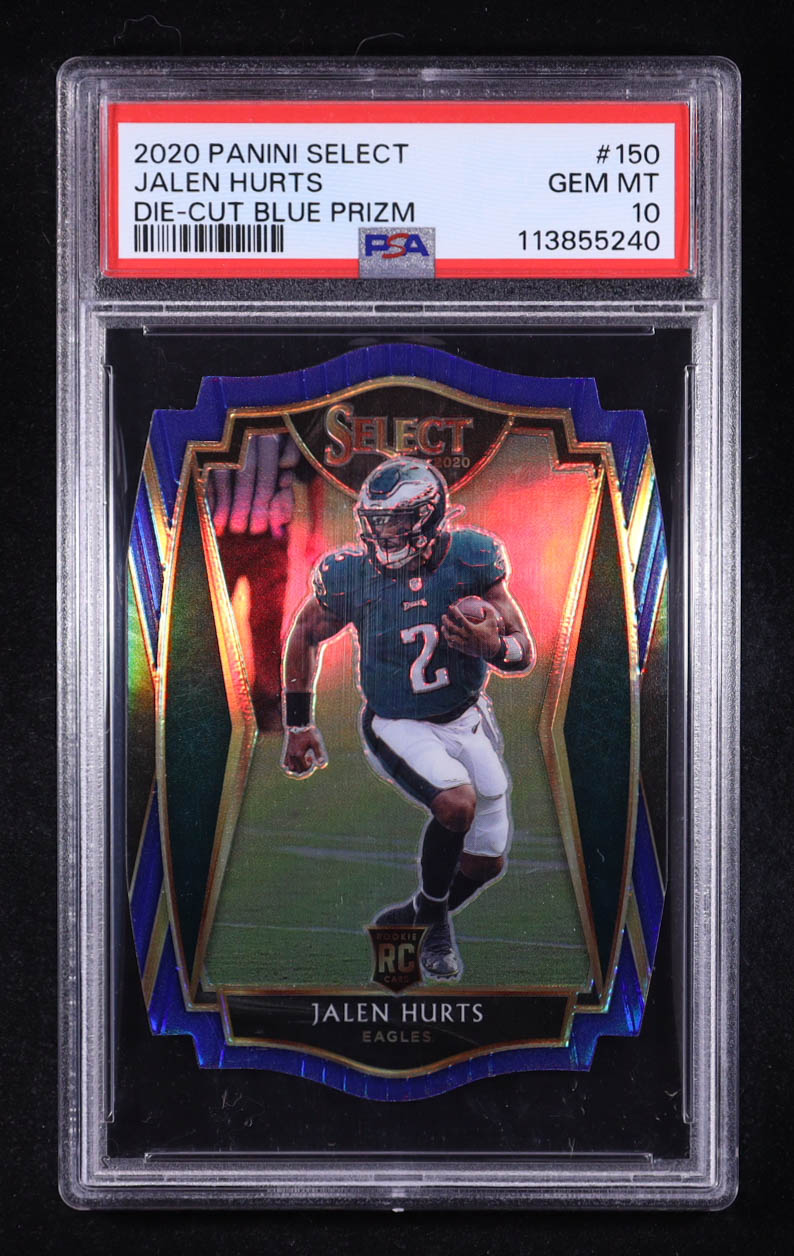 Jalen Hurts 2020 Select Die-Cut Blue Prizm #150 RC (PSA 10) at PristineAuction.com Jalen Hurts 2020 Select Die-Cut Blue Prizm #150 RC (PSA 10) at PristineAuction.com
