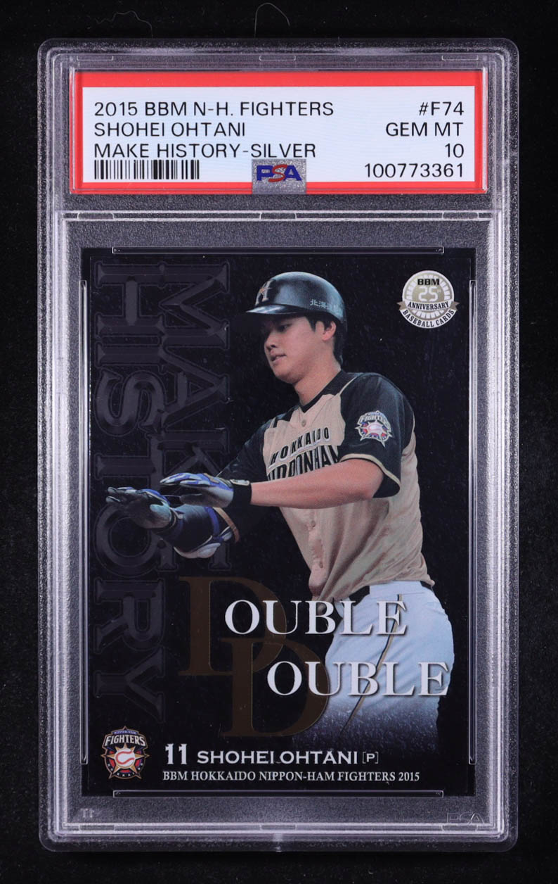 Shohei Ohtani 2015 BBM Hokkaido Nippon-Ham Fighters Make History Silver #F74 RC (PSA 10) at PristineAuction.com Shohei Ohtani 2015 BBM Hokkaido Nippon-Ham Fighters Make History Silver #F74 RC (PSA 10) at PristineAuction.com