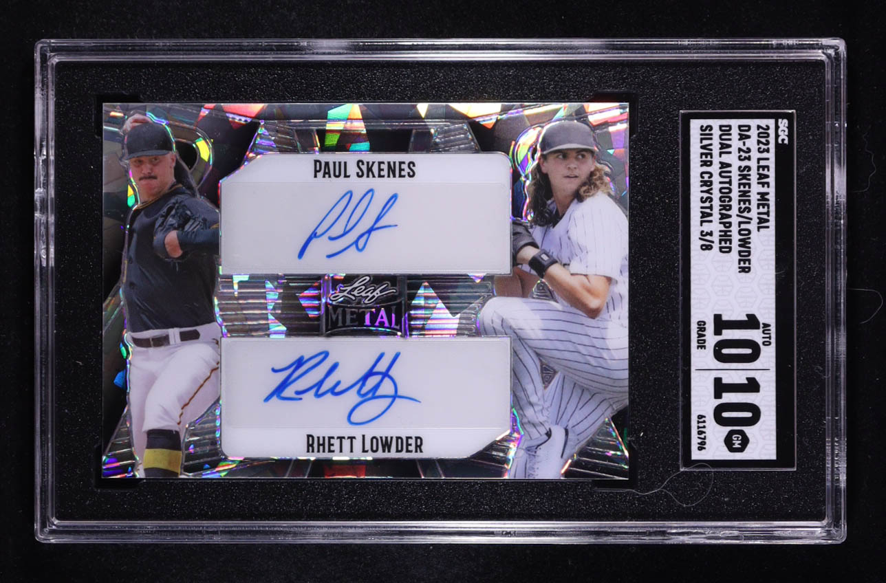Paul Skenes / Rhett Lowder 2023 Leaf Metal Dual Autographed Silver Crystal #DA23 #3/8 RC (SGC 10 | Auto 10) at PristineAuction.com Paul Skenes / Rhett Lowder 2023 Leaf Metal Dual Autographed Silver Crystal #DA23 #3/8 RC (SGC 10 | Auto 10) at PristineAuction.com