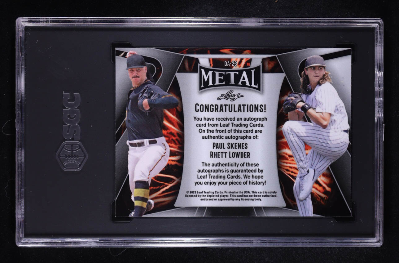 Paul Skenes / Rhett Lowder 2023 Leaf Metal Dual Autographed Silver Crystal #DA23 #3/8 RC (SGC 10 | Auto 10) at PristineAuction.com Paul Skenes / Rhett Lowder 2023 Leaf Metal Dual Autographed Silver Crystal #DA23 #3/8 RC (SGC 10 | Auto 10) at PristineAuction.com