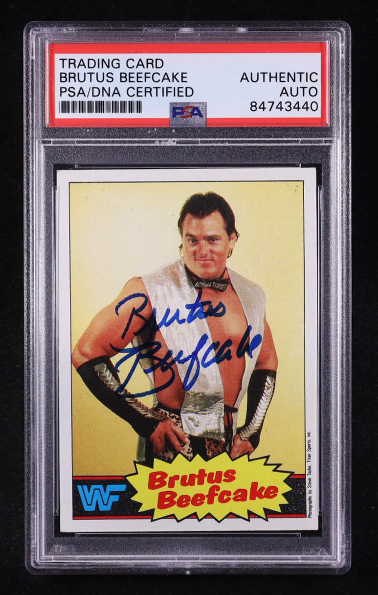 Brutus Beefcake Signed 1985 Topps WWF #10 RC (PSA) at PristineAuction.com Brutus Beefcake Signed 1985 Topps WWF #10 RC (PSA) at PristineAuction.com