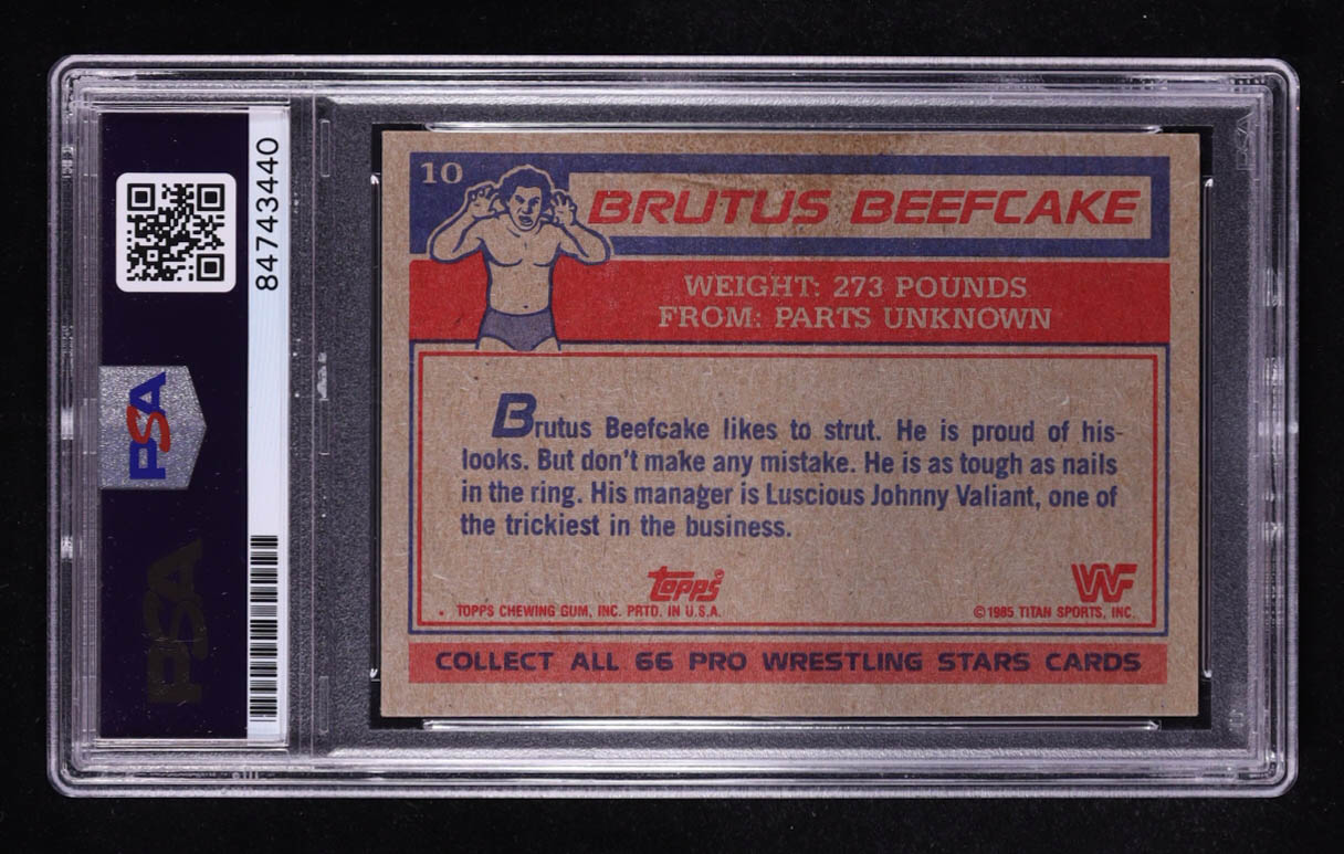 Brutus Beefcake Signed 1985 Topps WWF #10 RC (PSA) at PristineAuction.com Brutus Beefcake Signed 1985 Topps WWF #10 RC (PSA) at PristineAuction.com