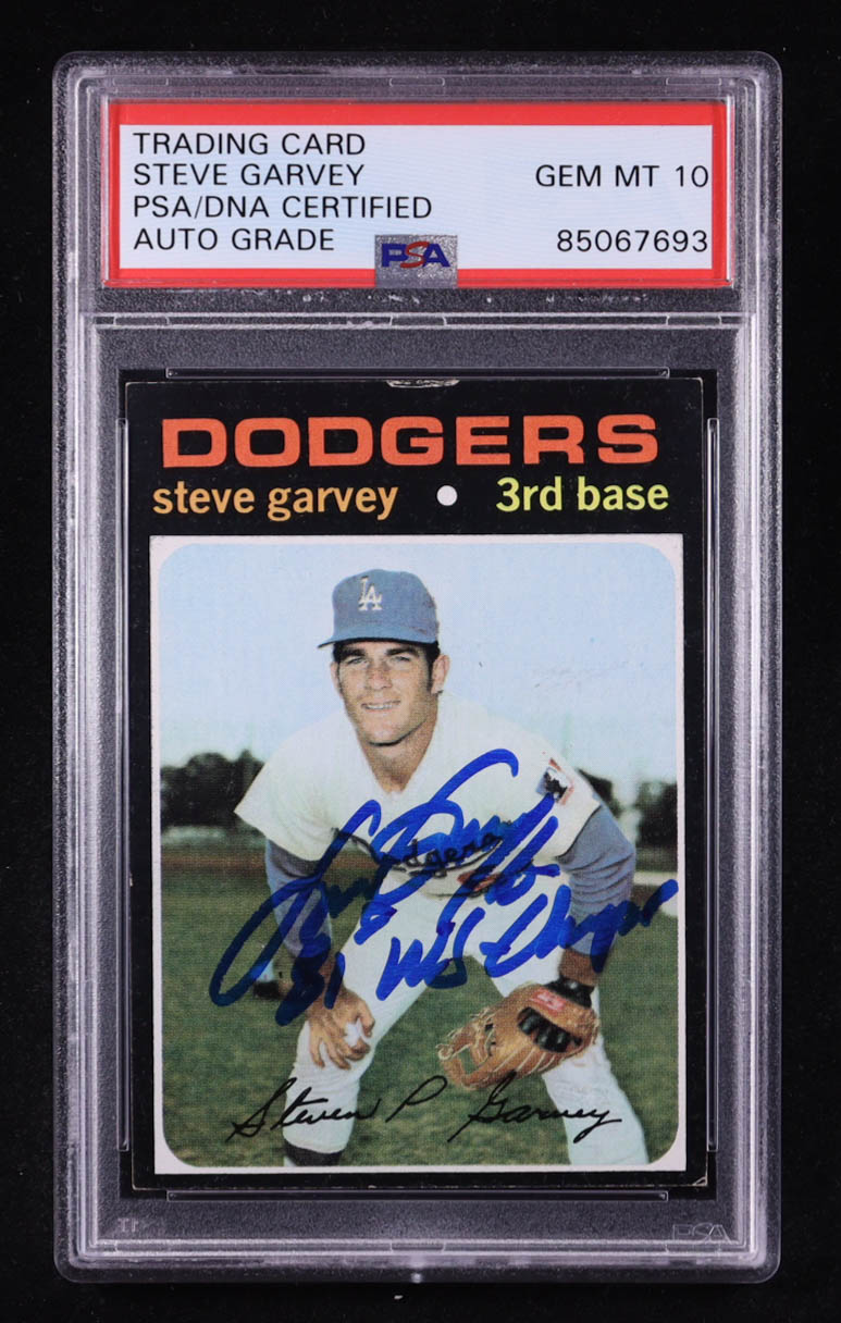 Steve Garvey Signed 1971 Topps #341 RC Inscribed "81 WS Champs" (PSA | Autograph Grade 10) at PristineAuction.com Steve Garvey Signed 1971 Topps #341 RC Inscribed "81 WS Champs" (PSA | Autograph Grade 10) at PristineAuction.com