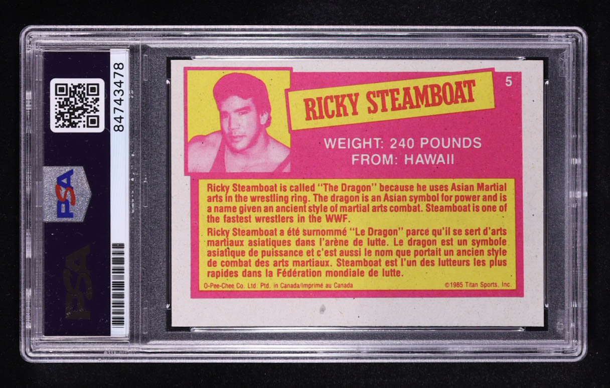Ricky "The Dragon" Steamboat Signed 1985 O-Pee-Chee WWF #5 Inscribed "HOF 2009" (PSA) at PristineAuction.com Ricky "The Dragon" Steamboat Signed 1985 O-Pee-Chee WWF #5 Inscribed "HOF 2009" (PSA) at PristineAuction.com