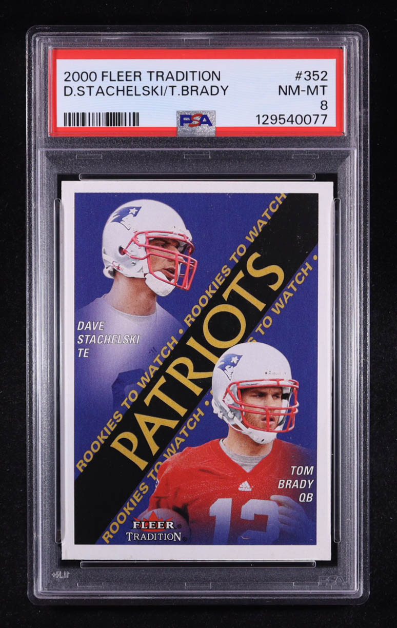 Tom Brady / Dave Stachelski 2000 Fleer Tradition #352 RC (PSA 8) at PristineAuction.com Tom Brady / Dave Stachelski 2000 Fleer Tradition #352 RC (PSA 8) at PristineAuction.com
