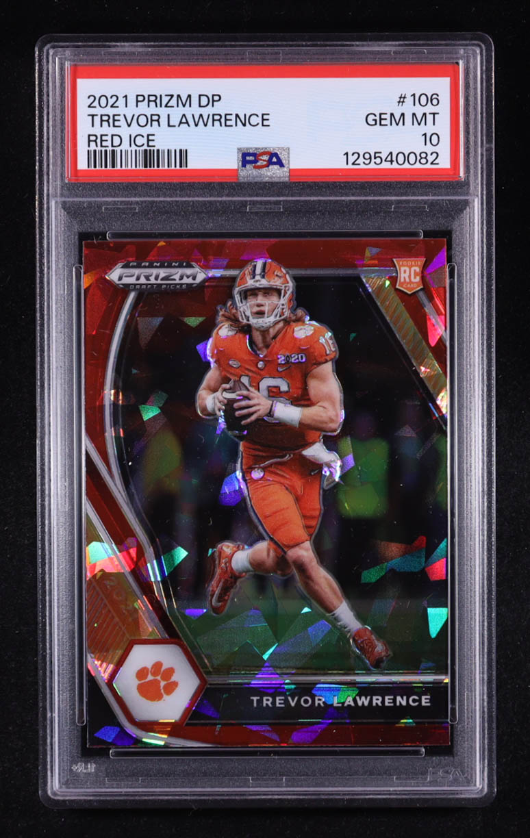 Trevor Lawrence 2021 Panini Prizm Draft Picks Prizms Red Ice #106 RC (PSA 10) at PristineAuction.com Trevor Lawrence 2021 Panini Prizm Draft Picks Prizms Red Ice #106 RC (PSA 10) at PristineAuction.com