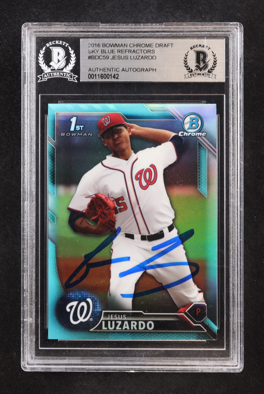 Jesus Luzardo Signed 2016 Bowman Chrome Draft Sky Blue Refractors #BDC59 RC (BGS) at PristineAuction.com Jesus Luzardo Signed 2016 Bowman Chrome Draft Sky Blue Refractors #BDC59 RC (BGS) at PristineAuction.com
