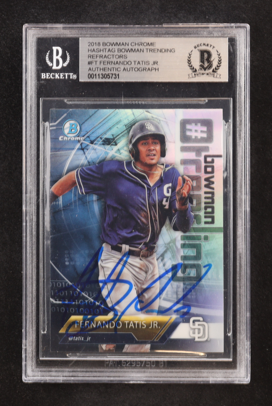 Fernando Tatis Jr. Signed 2018 Bowman Chrome Hashtag Bowman Trending Refractors #FT RC (BGS) at PristineAuction.com Fernando Tatis Jr. Signed 2018 Bowman Chrome Hashtag Bowman Trending Refractors #FT RC (BGS) at PristineAuction.com