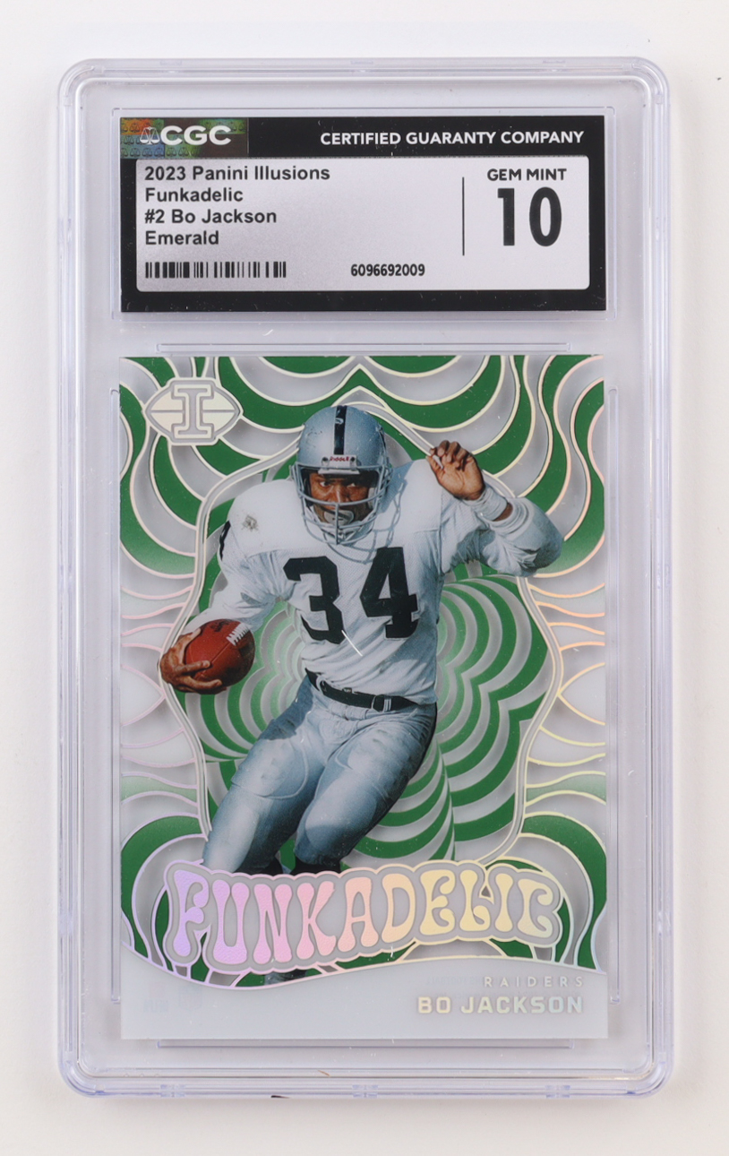 Bo Jackson 2023 Panini Illusions Funkadelic Emerald #2 (CGC 10) at PristineAuction.com Bo Jackson 2023 Panini Illusions Funkadelic Emerald #2 (CGC 10) at PristineAuction.com