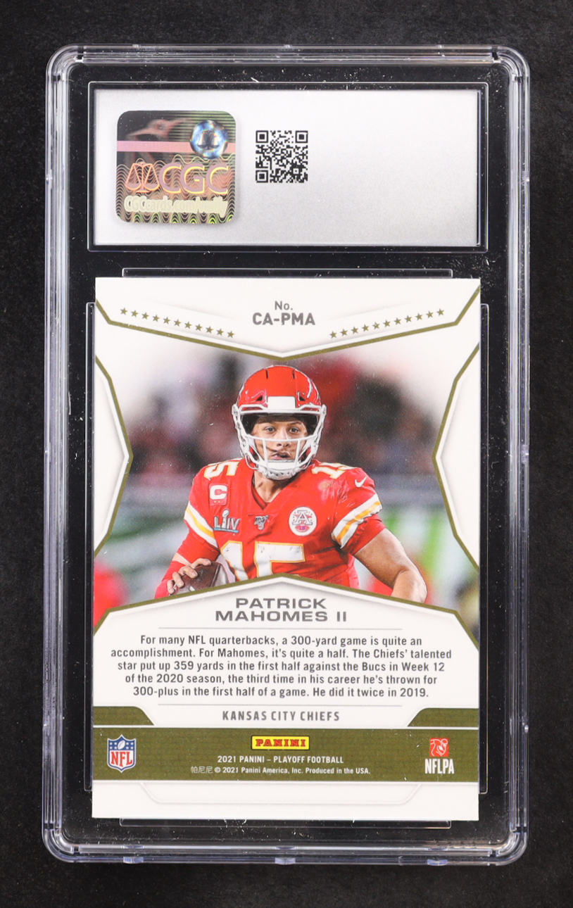 Patrick Mahomes II 2021 Panini Playoff Call to Arms #CA-PMA (CGC 8.5) at PristineAuction.com Patrick Mahomes II 2021 Panini Playoff Call to Arms #CA-PMA (CGC 8.5) at PristineAuction.com