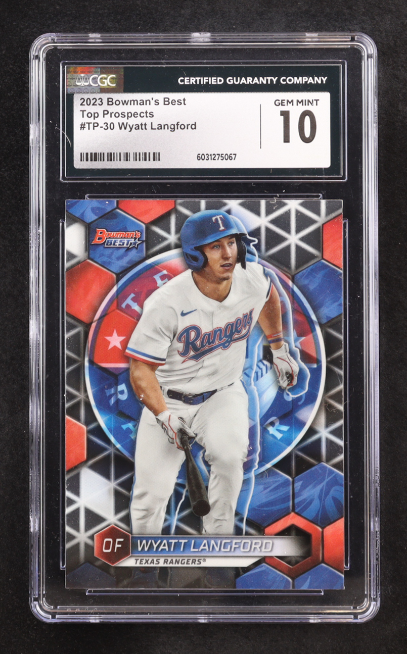 Wyatt Langford 2023 Bowman's Best Top Prospects #TP30 RC (CGC 10) at PristineAuction.com Wyatt Langford 2023 Bowman's Best Top Prospects #TP30 RC (CGC 10) at PristineAuction.com