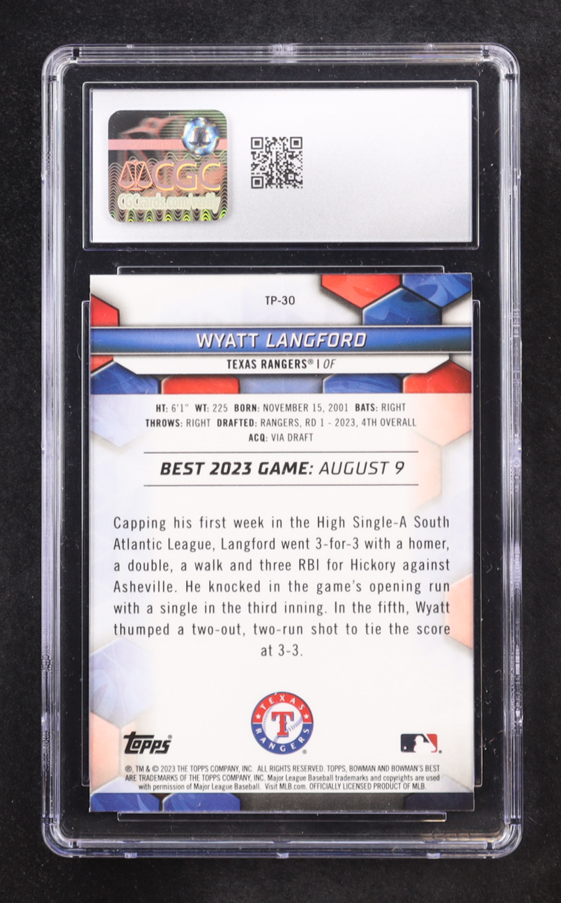 Wyatt Langford 2023 Bowman's Best Top Prospects #TP30 RC (CGC 10) at PristineAuction.com Wyatt Langford 2023 Bowman's Best Top Prospects #TP30 RC (CGC 10) at PristineAuction.com