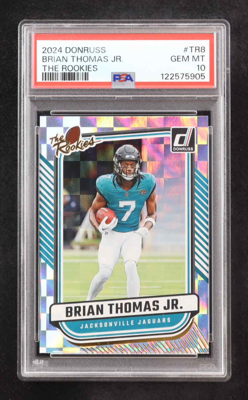 Brian Thomas Jr. 2024 Donruss The Rookies #8 RC (PSA 10) at PristineAuction.com Brian Thomas Jr. 2024 Donruss The Rookies #8 RC (PSA 10) at PristineAuction.com