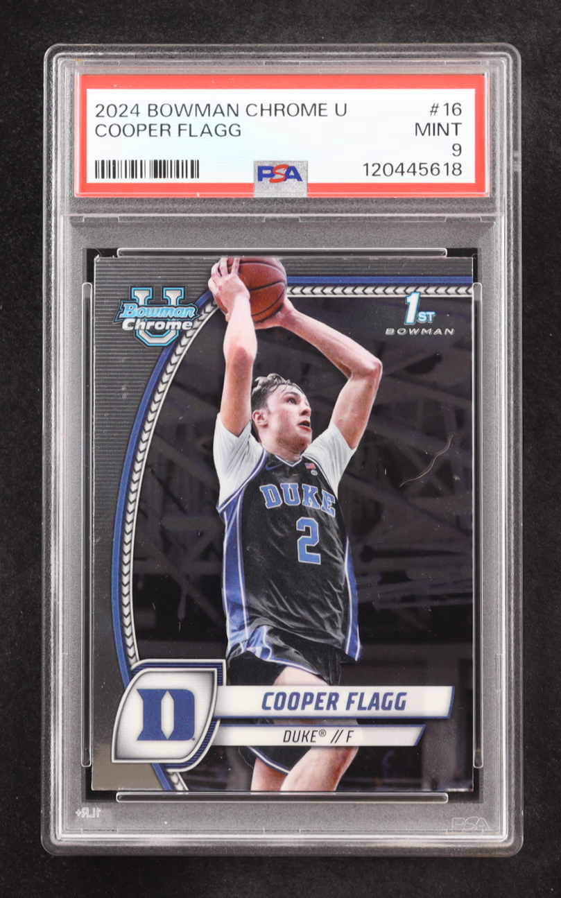 Cooper Flagg 2024-25 Bowman Chrome University #16 RC (PSA 9) at PristineAuction.com Cooper Flagg 2024-25 Bowman Chrome University #16 RC (PSA 9) at PristineAuction.com