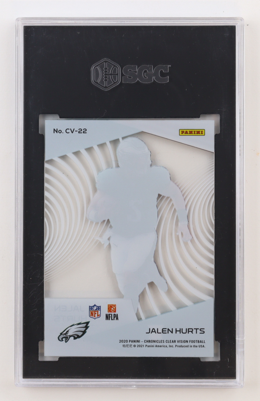 Jalen Hurts 2020 Panini Chronicles Clear Vision #22 RC (SGC 10) at PristineAuction.com Jalen Hurts 2020 Panini Chronicles Clear Vision #22 RC (SGC 10) at PristineAuction.com