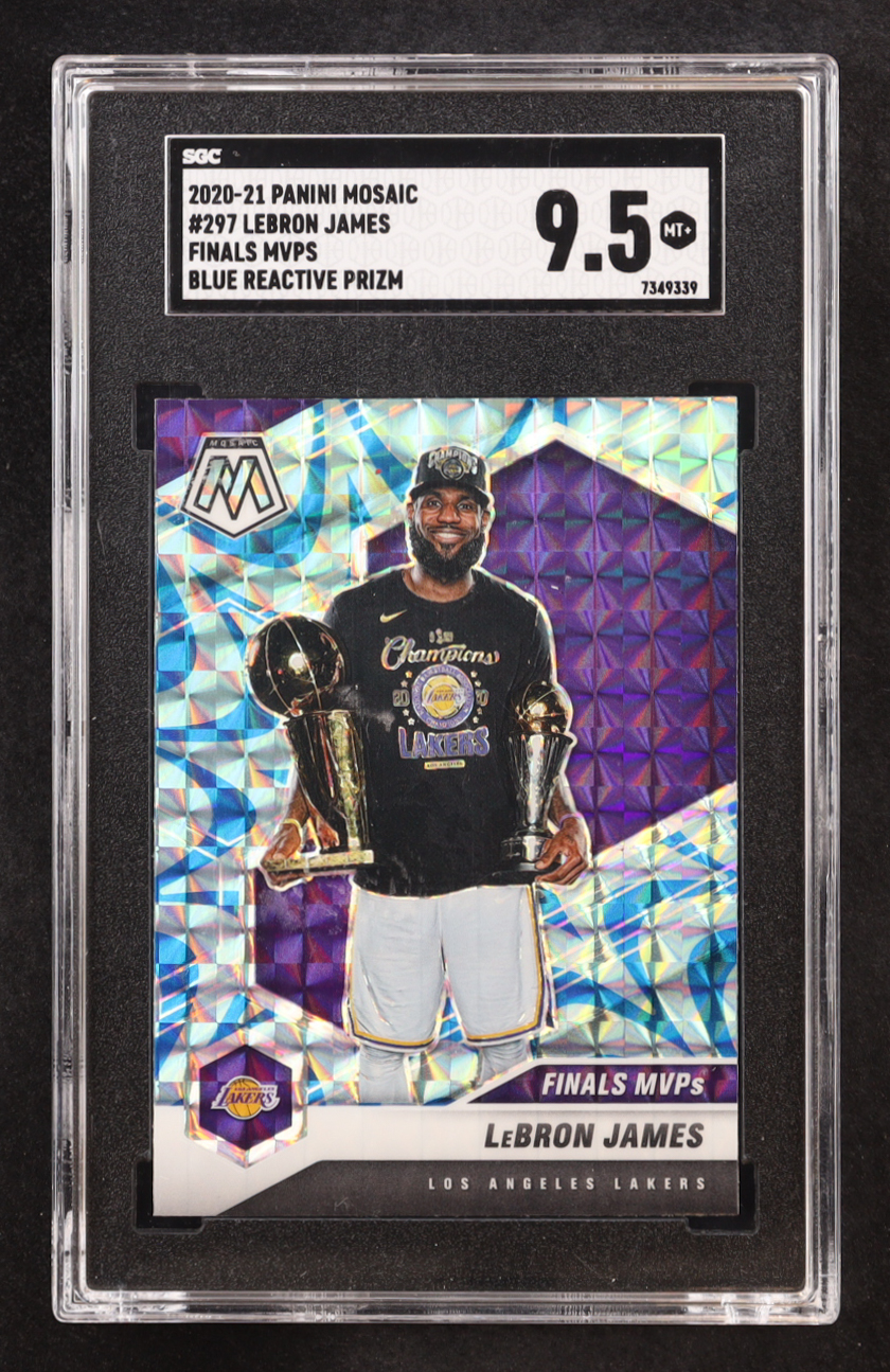 LeBron James 2020-21 Panini Mosaic Mosaic Reactive Blue #297 (SGC 9.5) at PristineAuction.com LeBron James 2020-21 Panini Mosaic Mosaic Reactive Blue #297 (SGC 9.5) at PristineAuction.com